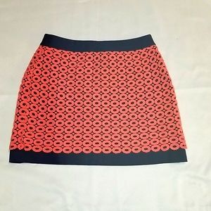 Loft coral and navy mini skirt